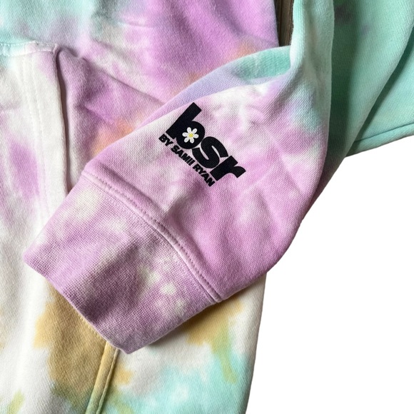 By Samii Ryan BSR Try Again Multicolor Tie Dye Hoodie Size Medium NEW - Picture 4 of 7
